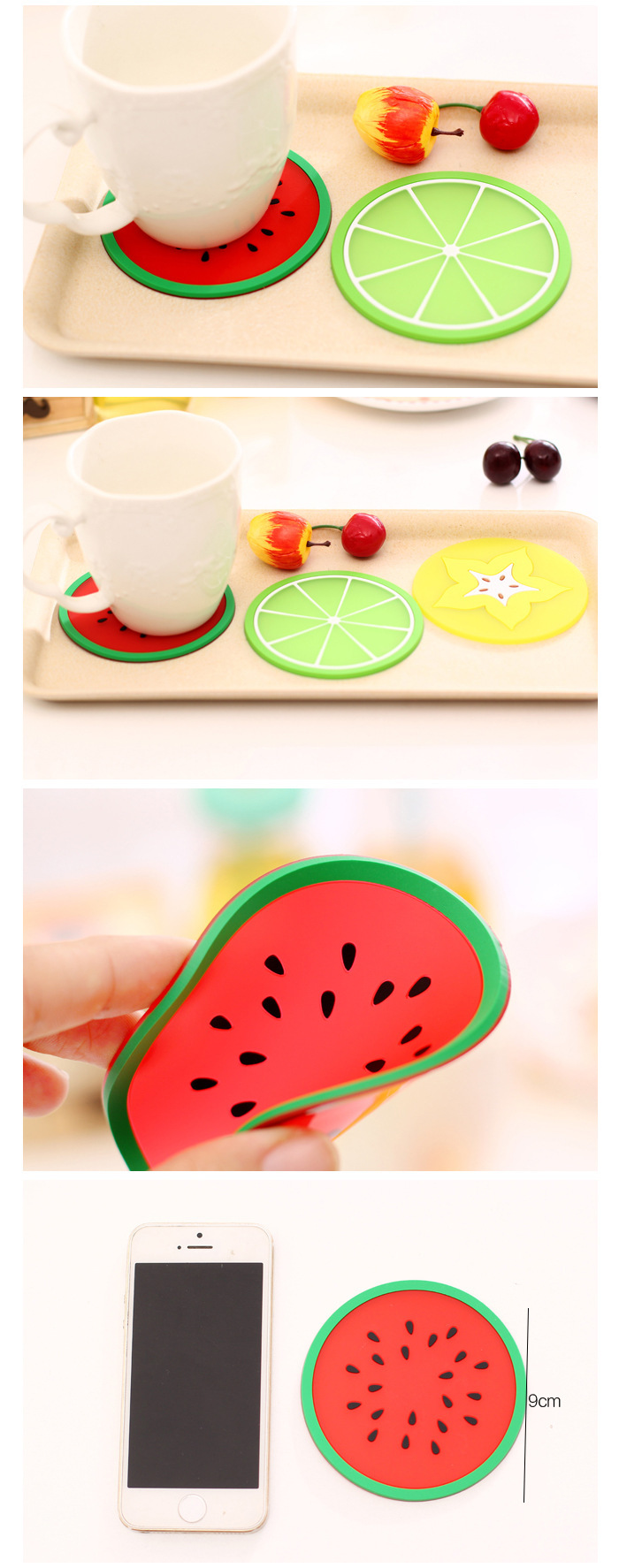 矽膠杯墊,水果杯墊,果凍色隔熱墊