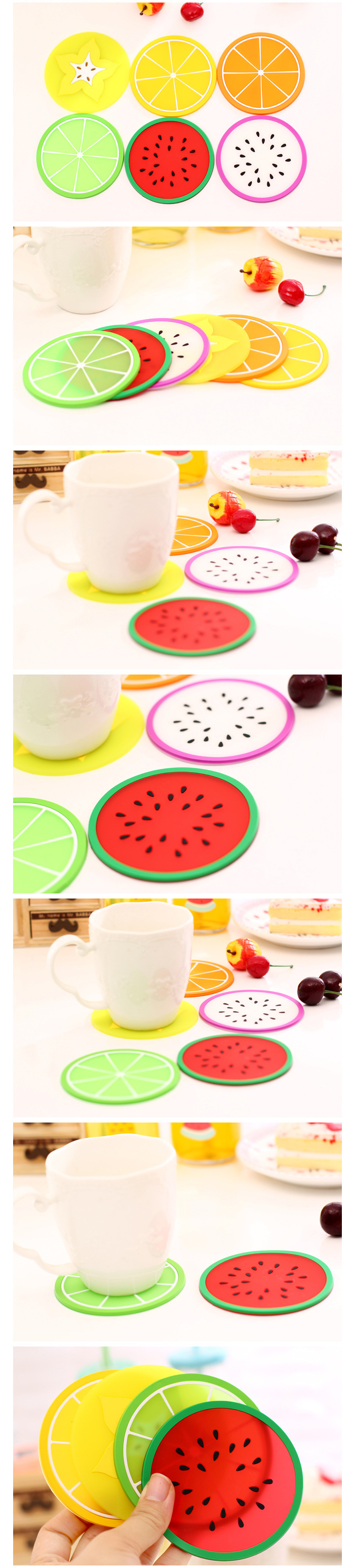 矽膠杯墊,水果杯墊,果凍色隔熱墊