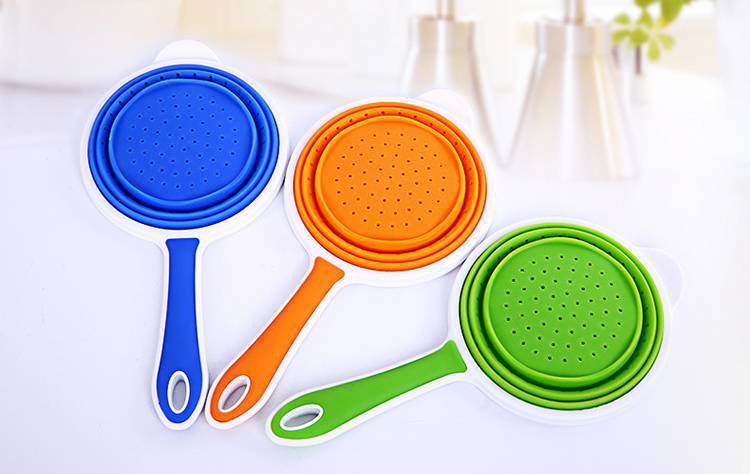 矽膠折疊漏勺-創意矽膠折疊瀝水籃-可伸縮食品級矽膠折疊漏勺 矽膠折疊漏勺-創意矽膠折疊瀝水籃-可伸縮食品級矽膠折疊漏勺