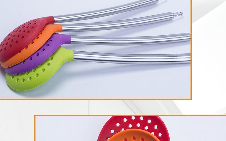 不鏽鋼矽膠漏勺,不鏽鋼矽膠漏勺定製,不鏽鋼矽膠漏勺廠家 不鏽鋼矽膠漏勺,不鏽鋼矽膠漏勺定製,不鏽鋼矽膠漏勺廠家