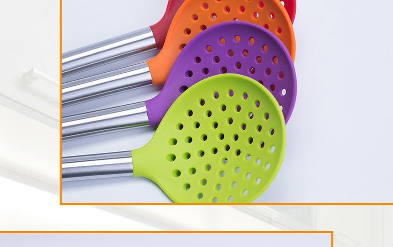 不鏽鋼矽膠漏勺,不鏽鋼矽膠漏勺定製,不鏽鋼矽膠漏勺廠家 不鏽鋼矽膠漏勺,不鏽鋼矽膠漏勺定製,不鏽鋼矽膠漏勺廠家